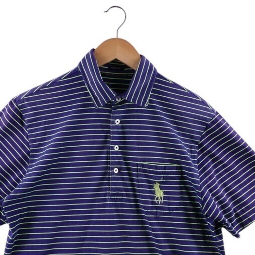 Polo Ralph Lauren Mens Striped Polo Shirt Blue Green Short Sleeve‎ S Big Pony